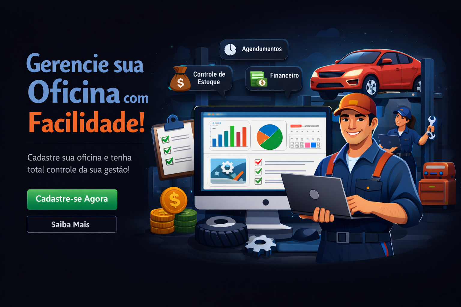 Painel escuro do sistema ALP Sistemas